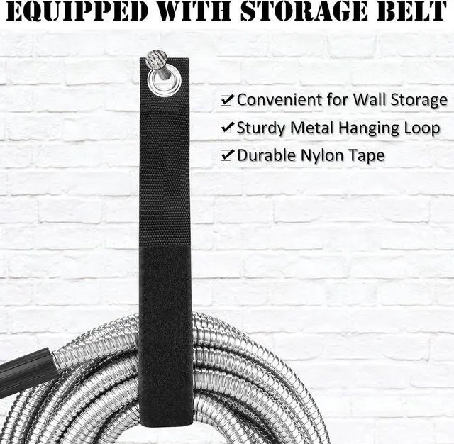 Alt view image 2 of 6 - Metal Garden Hose 50ft with Super Tough and Soft Water Hose, Household Stainless Steel Hose, Durable Mighty Garden Hose with Adjustable Nozzle, No Kinks and Tangles, Easy to Store with Storage Strap