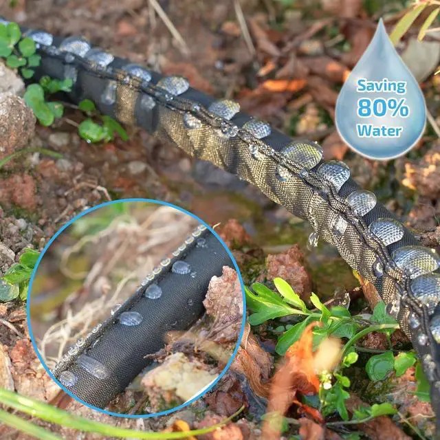 Alt view image 3 of 6 - LINEX Flat Soaker Hose 100 ft for Garden Beds, 1/2'' x 50 ft 2 Pack Drip Irrigation Hoses Save Water 80% Heavy Duty for Vegetable