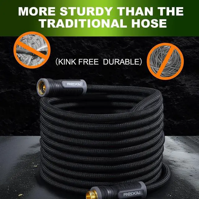 Alt view image 3 of 7 - Relxitl Garden Hose 50ft, Flexible Water Hose, Ultra Lightweight Non-Expanding hose With 10 Functon Sprayer, Leak proof, Pressure Resistant for Yard, OutdoorBlack 50FT
