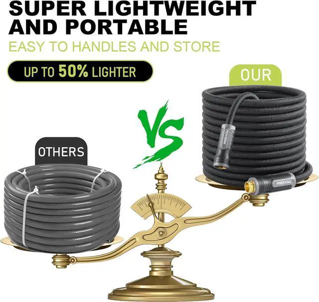 Alt view image 6 of 7 - Relxitl Garden Hose 50ft, Flexible Water Hose, Ultra Lightweight Non-Expanding hose With 10 Functon Sprayer, Leak proof, Pressure Resistant for Yard, OutdoorBlack 50FT