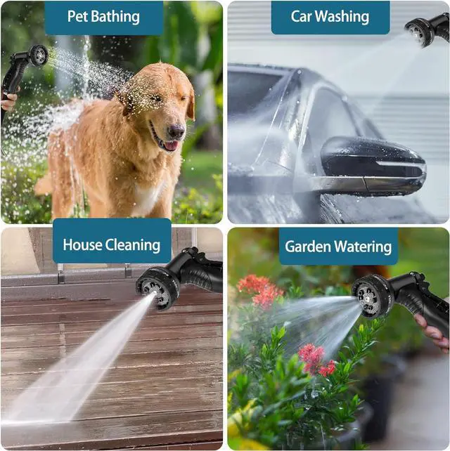 Alt view image 5 of 7 - Stainless Steel Garden Hose 100ft Heavy Duty Metal Water Hoses with 10 Function Water Hose Nozzles for Yard Outdoor