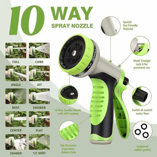 Alt view image 2 of 7 - Metal Garden Hose 100ft Flexible Water Hose Stainless Steel Heavy Duty Lightweight Durable Strong Kink Free Extra Long Hose Pipe with 10 Way Nozzle for Outdoor Outside Lawn Yard