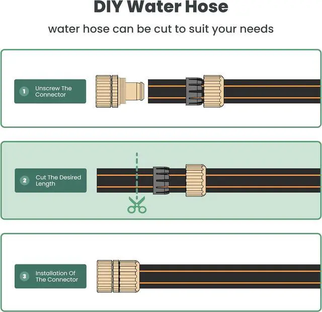 Alt view image 6 of 7 - Giraffe Hybrid Garden Hose 5/8" x 100ft, Custom Length, NO Kink, Flexible, Leakproof Hose with Male to Female Fittings, 600 Burst PSI