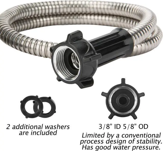 Alt view image 4 of 7 - Yanwoo 304 Stainless Steel 15 Feet Garden Hose with Female to Male Connector, Water Hose, Metal Hose, Outdoor Hose (15ft)
