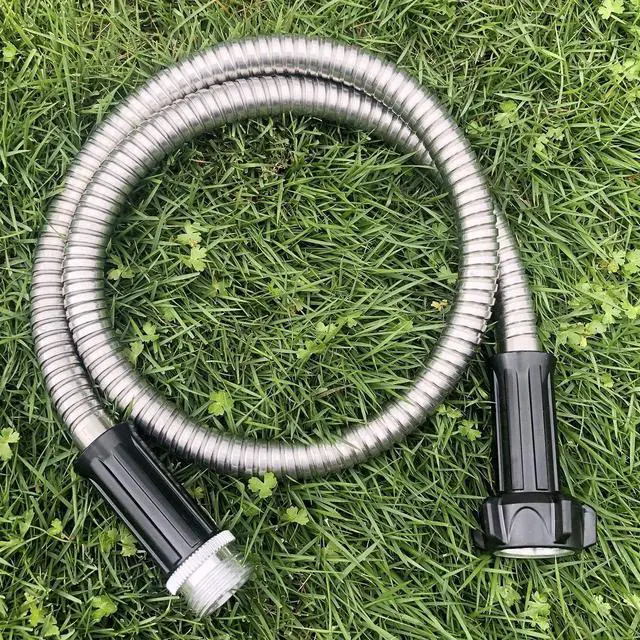 Alt view image 5 of 7 - Yanwoo 304 Stainless Steel 15 Feet Garden Hose with Female to Male Connector, Water Hose, Metal Hose, Outdoor Hose (15ft)