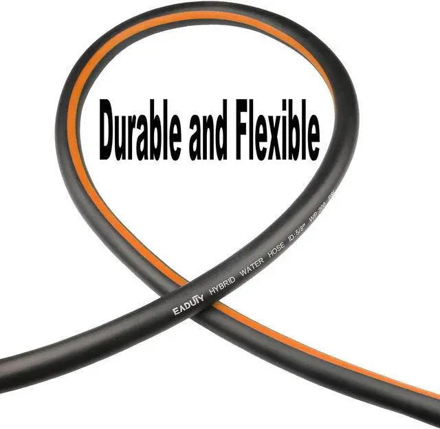 Alt view image 2 of 6 - Hybrid Garden Hose 5/8 IN. x 25 FT, Heavy Duty, Lightweight, Flexible with Rotatable Grip Handle and Solid Brass Fittings, Gray+Orange