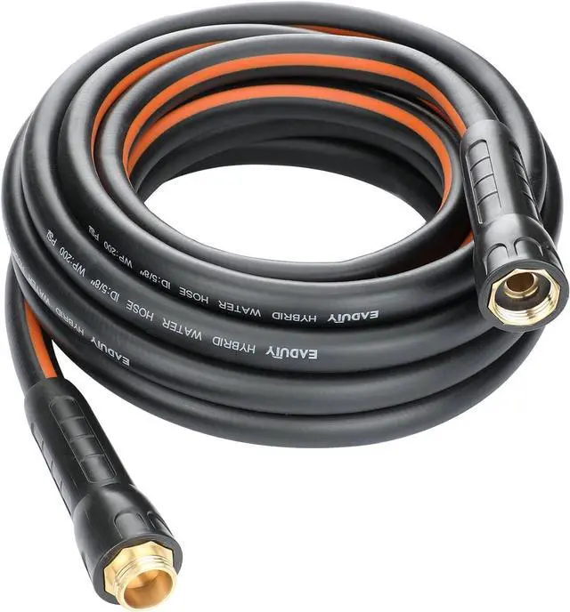 Main image of Hybrid Garden Hose 5/8 IN. x 25 FT, Heavy Duty, Lightweight, Flexible with Rotatable Grip Handle and Solid Brass Fittings, Gray+Orange