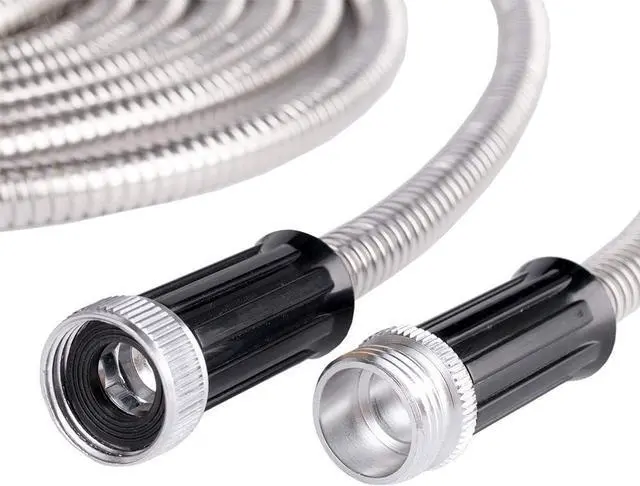 Alt view image 2 of 6 - Metal Short Garden Hose 15ft Connectors, Drainage Hose for Dehumidifier Small Water Hose Extension High Pressure Bib Reel Extender, Drinking Water Hose for RV Outdoor