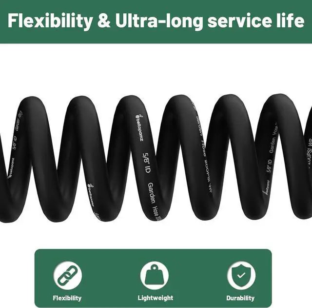 Alt view image 4 of 6 - Short Garden Hose 10 ft x 5/8 in Male to Female Heavy Duty Small Water Hose Extender Connector, Lightweight Hybrid Hose Solid Fittings Leakproof Rubber Leader Hose, Drinking Water Safe Black