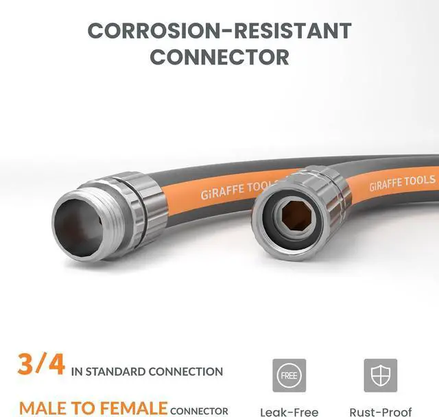 Alt view image 3 of 7 - Giraffe Tools Garden Hose 25FT, 5/8" Flexible Lay Flat Water Hose, Custom Length, Leakproof Gardening Hose with Male to Female Fitting, Lightweight Hybrid Hose Pipe for Garden & Yard