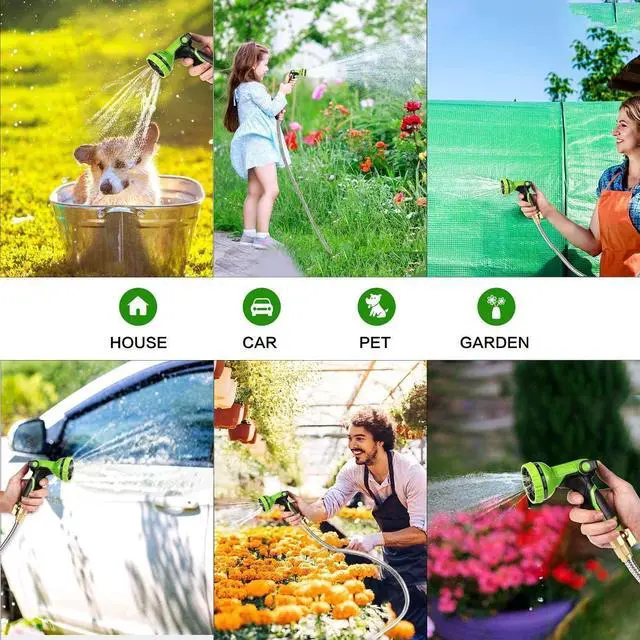 Alt view image 7 of 7 - Garden Hose 100 ft-Metal Water Hose -Flexible Lightweight Outdoor Yard Strong Durable Heavy Duty 304 Stainless Steel Hose Pipe with 10-Way Nozzle, Solid 3/4" Brass Connectors, No Kink Hose