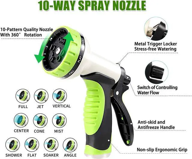 Alt view image 5 of 6 - Flexible Metal Garden Hose 100ft-Heavy Duty Water Hose with Durable 304 Stainless Steel and 10 Way Spray Nozzle-Strong 3/4'' Solid Brass Fitting-Outdoor Yard No Kink Lightweight Long Hose Pipe