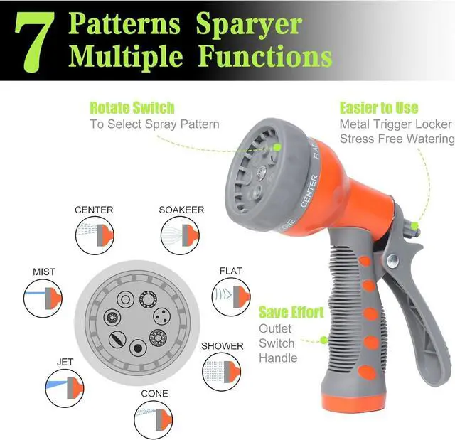 Alt view image 3 of 6 - Kink Free Garden Hose 10ft 5/8", Heavy Duty Hybrid Water Hose, Ultra Durable Flexible Rubber Hose with Sprayer Nozzle,Leakproof Yard Outdoor Hose with Brass Solid Connector