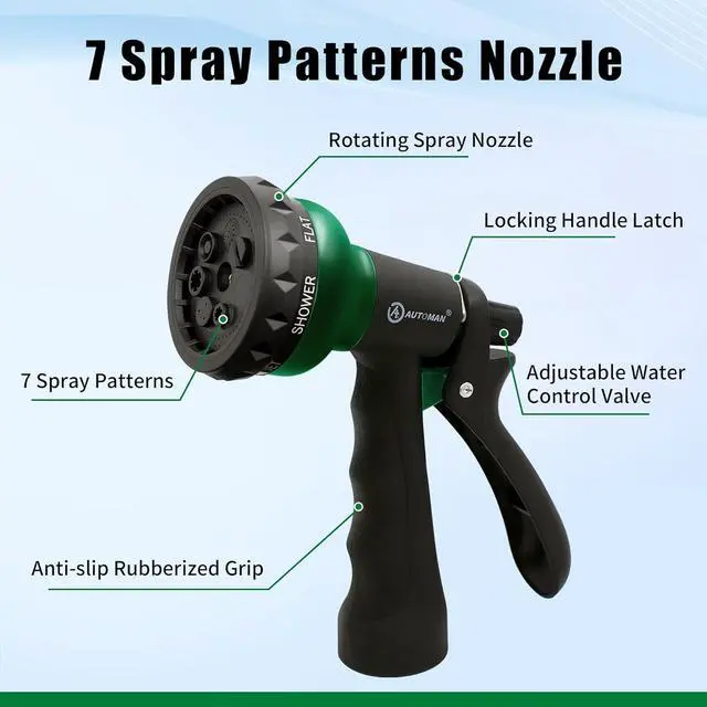 Alt view image 3 of 7 - AUTOMAN Coil Garden Hose 50 ft, EVA Curly Water Hose with Brass Connectors, Recoil Garden Water Hose,Includes 7-Pattern Function Sprayer,Retractable,Corrosion Resistant Garden Coil Hose.