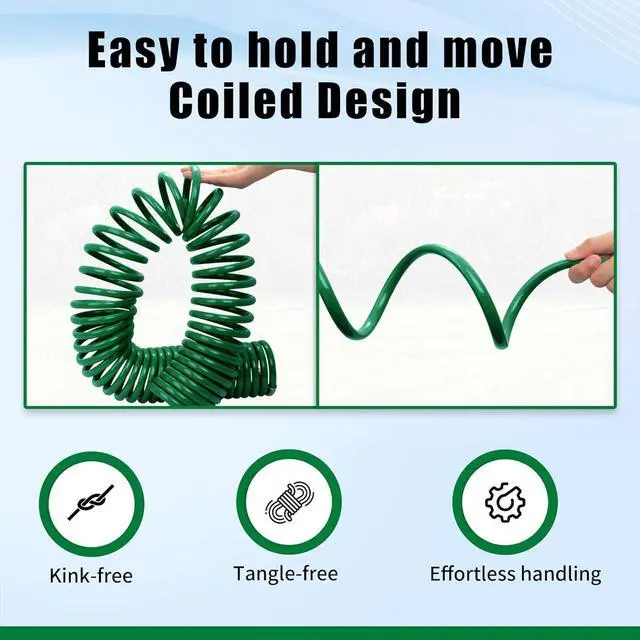 Alt view image 5 of 7 - AUTOMAN Coil Garden Hose 50 ft, EVA Curly Water Hose with Brass Connectors, Recoil Garden Water Hose,Includes 7-Pattern Function Sprayer,Retractable,Corrosion Resistant Garden Coil Hose.