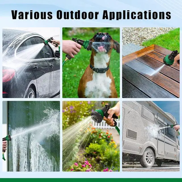 Alt view image 7 of 7 - AUTOMAN Coil Garden Hose 50 ft, EVA Curly Water Hose with Brass Connectors, Recoil Garden Water Hose,Includes 7-Pattern Function Sprayer,Retractable,Corrosion Resistant Garden Coil Hose.