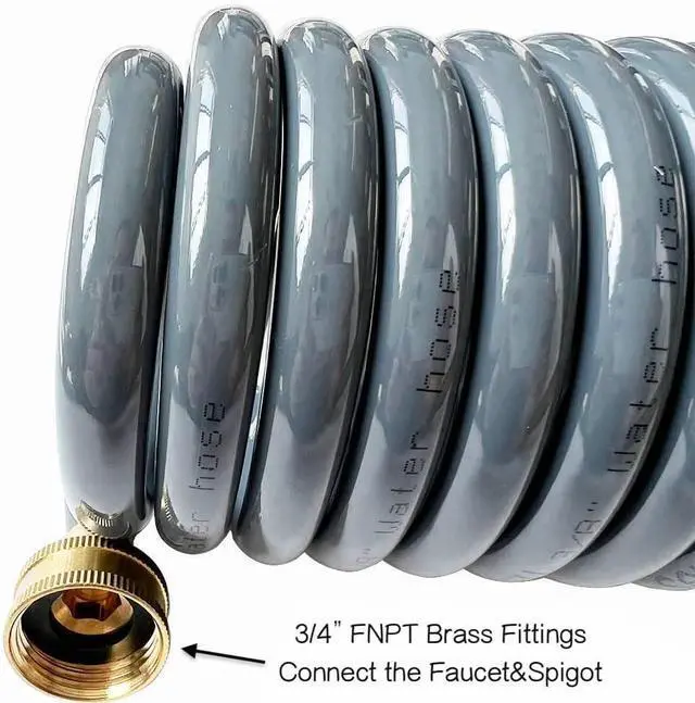 Alt view image 3 of 7 - PU Recoil Garden Water Hose 3/8"ID(9.5 x 12.7mm) x 25ft Premium with 3/4"Inch Brass Fittings Retractable, Swivel Female, Outdoor Patio Hose Marine&Boat, Gray(25')