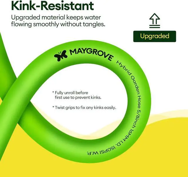 Alt view image 3 of 7 - 75 ft Garden Hose, 5/8 in ID, Heavy-Duty, Leakproof, Kink-Resistant Water Hose with Swivel Brass Fittings, 600 PSI Burst Rating, Ideal for Car Wash & Lawn Watering