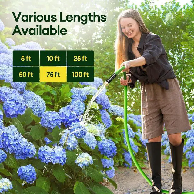 Alt view image 6 of 7 - 75 ft Garden Hose, 5/8 in ID, Heavy-Duty, Leakproof, Kink-Resistant Water Hose with Swivel Brass Fittings, 600 PSI Burst Rating, Ideal for Car Wash & Lawn Watering
