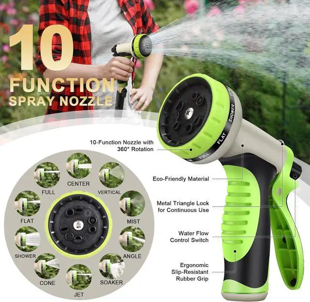 Alt view image 5 of 6 - Metal Garden Hose 25FT Stainless Steel Heavy Duty Flexible Lightweight Water Hoses Pipe with 10-Function Spray Nozzle and 3/4" Solid Brass Fittings No Kink Durable for Outdoor Yard & Lawn