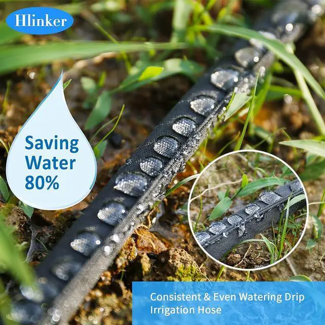 Alt view image 2 of 7 - 2025 Flat Soaker Hose 100 ft (50ft 2Packs) with Stake for Garden, Linkable Drip Hose Diy Automates Garden Irrigation System Saving 88% Water, Dual-layer Leak-free Design Water Hose with Holes