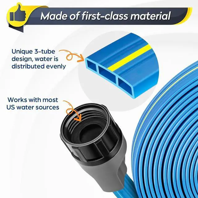 Alt view image 3 of 6 - Sprinkler Hose 100FT, Heavy Duty Watering Hoses, Efficient Irrigation Tubing for Garden Lawn Sprinklers System with 40 Pack Staples