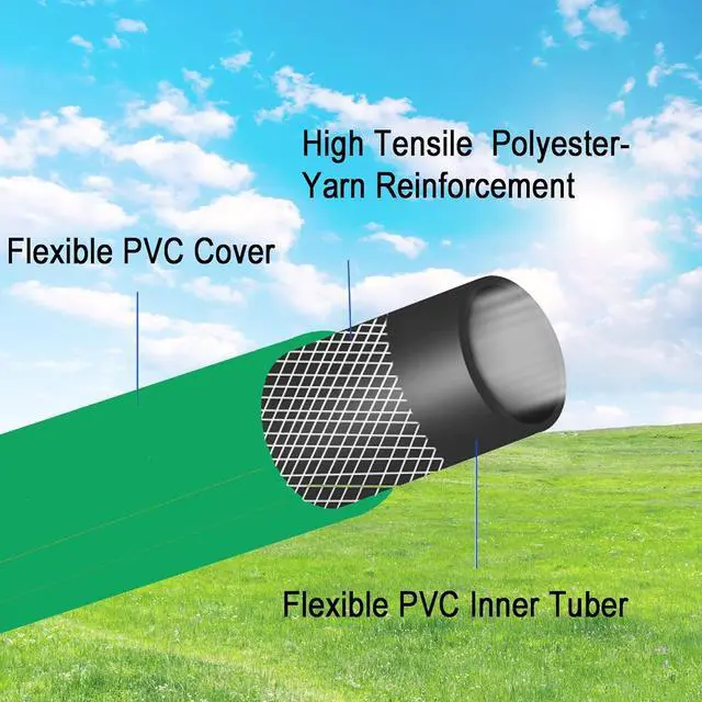 Alt view image 5 of 7 - PVC Garden Hose 1/2 Inch Green Heavy Duty Water Hose with Solid Brass Fittings,No Leaking, Flexible,for outdoors,Lawns,Patio (15 FT, Green, Brass Fittings)