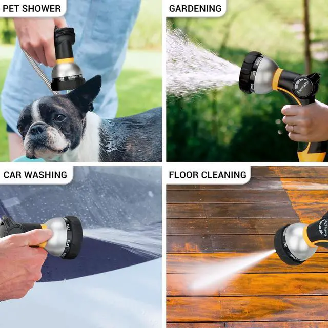 Alt view image 4 of 6 - TheFitLife Flexible Metal Garden Hose - 50 FT Lightweight Stainless Steel Water Hose with Solid Fittings and Sprayer Nozzle - Leak Proof, Kink Free, Anti-rust, Large Diameter, Durable and Easy Storage