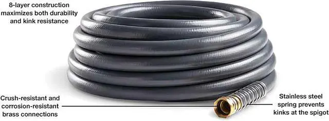 Alt view image 5 of 7 - Gilmour Flexogen 5/8 in x 50 ft Garden Hose, Heavy Duty Water Hose, Flexible and Kink Resistant Outdoor Hose, Gray