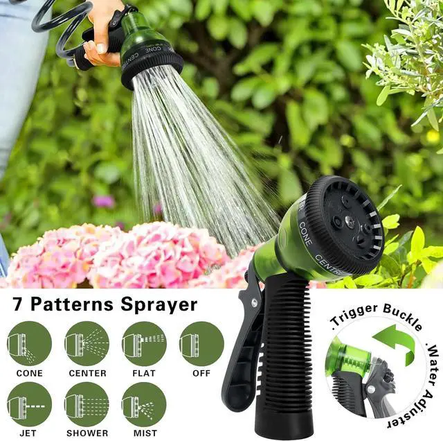 Alt view image 4 of 7 - Coil Hose 25FT EVA Coil Garden Hose With 3/4'' Brass Connector Coiled Water Hose Lightweight And No Kink Includes 7 Patterns Spray Nozzle For Outdoors Lawn Watering Car Washing