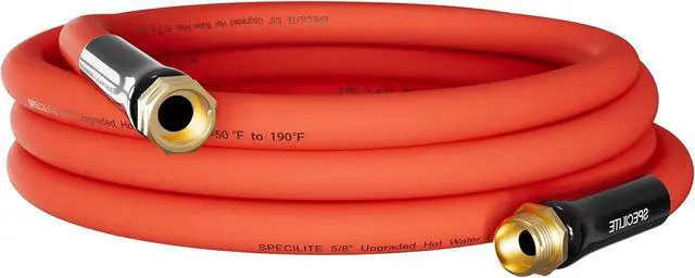 Main image of 3/4" Hot/Cold Short Leader Garden Water Hose 15 ft, -50-190, Flexible & Lightweight Rubber Pipes With 3/4" Brass Fittings for Yard, Outdoor, Farm, Red