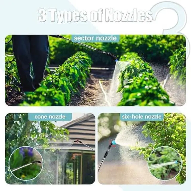 Alt view image 3 of 5 - 2 Gallon Battery Powered Garden Sprayer, Electric Sprayer with USB Rechargeable Handle, 3 Mist Nozzles, Retractable Wand, Water Pump Sprayers with Adjustable Shoulder Strap for Yard, Lawn and Garden