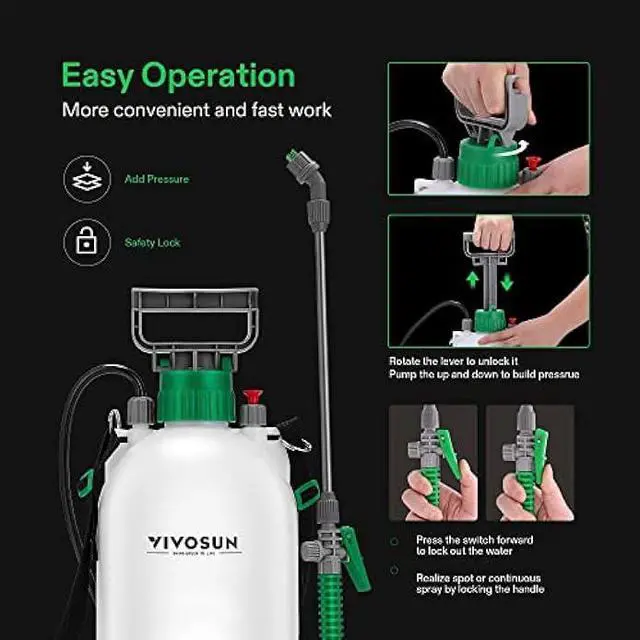 Alt view image 3 of 5 - VIVOSUN Pump Sprayer 2.1 Gallon, Portable Water Spray Bottle in Lawn and Garden Yard, Weed Sprayer for Plants with 3 Nozzles, Adjustable Shoulder Strap, Pressure Relief Valve