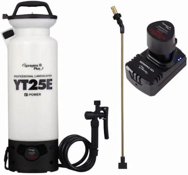 Main image of Sprayers Plus YT25E Battery Sprayer in Lawn and Garden - 12V Lithium-ion with Viton Seals & O-Ring, Brass Wand & Nozzle & Shoulder Strap, Yard Sprayer, Lawn Care,2gallon