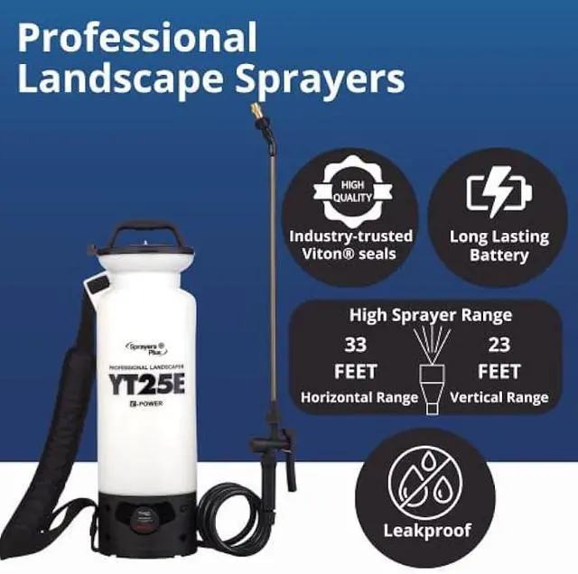 Alt view image 2 of 6 - Sprayers Plus YT25E Battery Sprayer in Lawn and Garden - 12V Lithium-ion with Viton Seals & O-Ring, Brass Wand & Nozzle & Shoulder Strap, Yard Sprayer, Lawn Care,2gallon