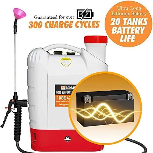 Alt view image 3 of 5 - Battery Powered Backpack Sprayer - 4.2 Gallon, 8 Nozzles, 100PSI Cutoff, Long Battery Life, Wide Mouth, High-Pressure Spray Hose, Trigger Lock, Pressure Knob Controller