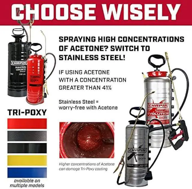 Alt view image 4 of 6 - Chapin 19494 Made in USA 3.5 Gallon Tri-Poxy Industrial Open Head Sprayer for Professional Concrete Applications, Form Oils, Construction with All Brass Components, 3.5 gallons, Red