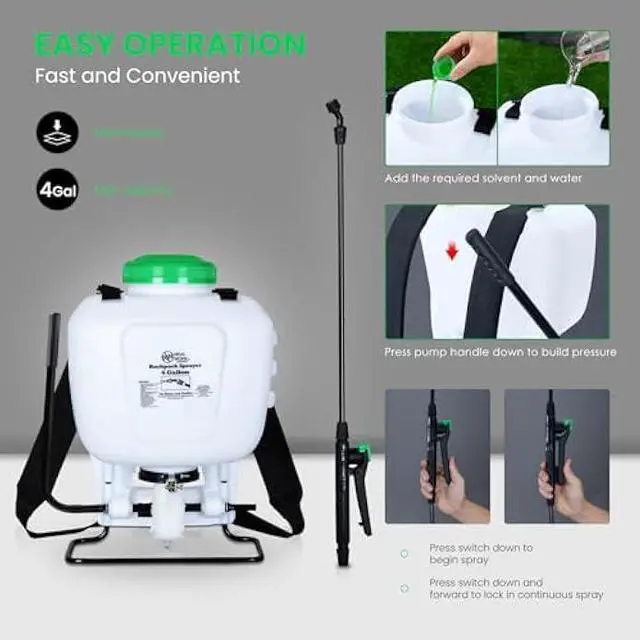 Alt view image 4 of 5 - REALWORK 4-Gallon Backpack Sprayer with Padded Shoulder Strap for Pests & Weeds, Watering Garden, and Spraying Plants, in Translucent White