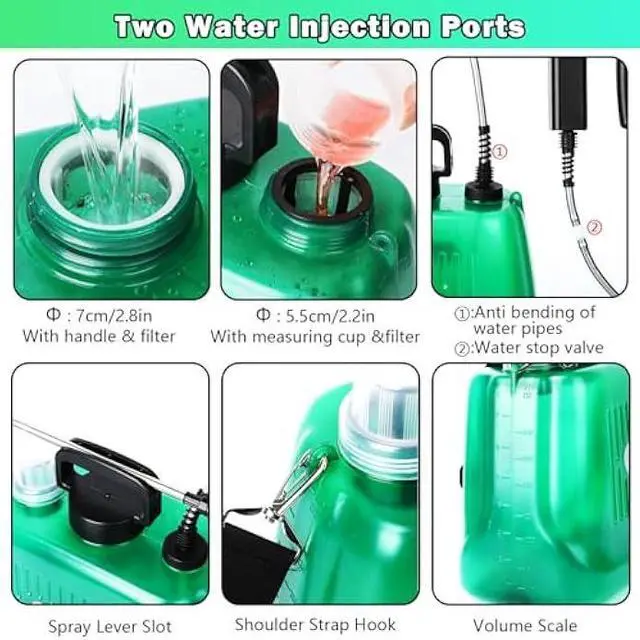 Alt view image 3 of 5 - Battery Powered Sprayer 2 Gallon, Electric Sprayer with 4 Mist Nozzles, USB Rechargeable Handle, 32in telescopic Wand, Garden Sprayer with Adjustable Shoulder Strap for Lawn, Garden, Cleaning