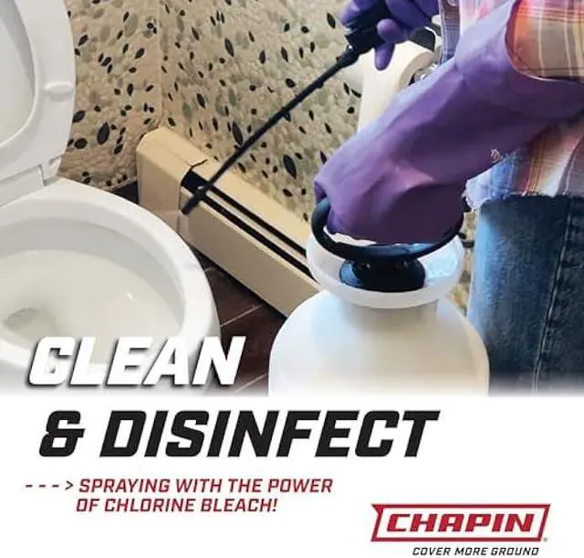 Alt view image 5 of 5 - Chapin 20074: Made in The USA Disinfectant Bleach Sprayer, 1-Gallon, Adjustable Cone Nozzle, Compatible with Bleach Solutions and Fungicides, Bonus Spray Shield, Translucent White