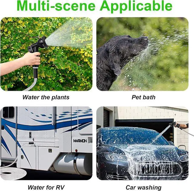 Alt view image 4 of 7 - Metal Garden Hose 25FT, Stainless Water Hose with Adjustable Nozzle Sprayer, Heavy Duty Hoses for Yard, Outdoor - Flexible, Never Kink & Tangle, Puncture Resistant,
