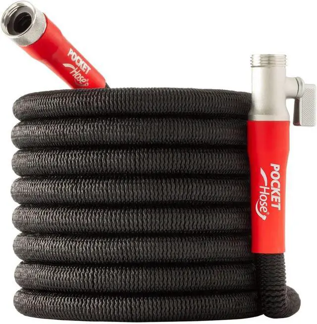 Main image of Pocket Hose Silver Bullet 2.0 Expandable Garden Hose 75-FT with Turbo Shot Nozzle, AS-SEEN-ON-TV, Lead-Free, Solid Aluminum Connectors, Easy On/Off Valve, Kink-Free, Leak-Proof