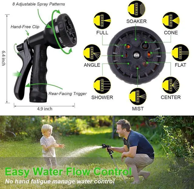 Alt view image 6 of 7 - Metal Garden Hose 25FT, Stainless Water Hose with Adjustable Nozzle Sprayer, Heavy Duty Hoses for Yard, Outdoor - Flexible, Never Kink & Tangle, Puncture Resistant,