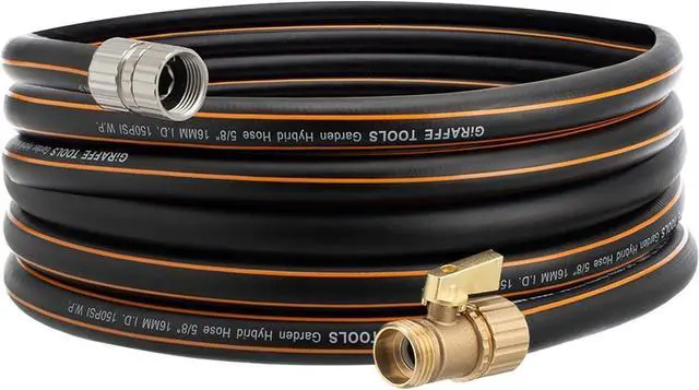 Main image of Giraffe Tools Hybrid Garden Hose 35ft x 5/8", Male and Female Fittings with Shut off Valve, Flexible, Heavy Duty, Leakproof, Lightweight Water Hose