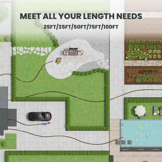 Alt view image 5 of 7 - Giraffe Tools Hybrid Garden Hose 35ft x 5/8", Male and Female Fittings with Shut off Valve, Flexible, Heavy Duty, Leakproof, Lightweight Water Hose