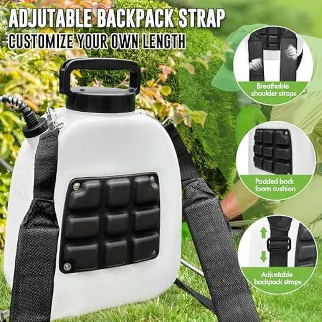 Alt view image 5 of 5 - Battery Powered Sprayer 3.2 Gallon, VAXMAY Backpack Sprayer with 3 Adjustable Speeds, Battery Indicator, 5 Mist Nozzles, 41 Retractable Wand, USB Rechargeable Weed Sprayer for Lawn Garden Yard