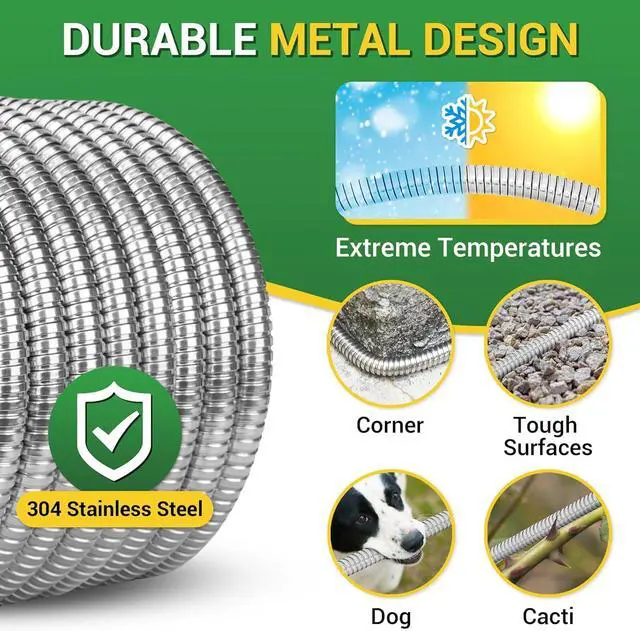 Alt view image 2 of 7 - Garden Hose - Short Water Leader Metal Hose 3 FT with Female to Female Fitting, Flexible, Heavy Duty Hose Extension for Outdoor Hose Reel/Dehumidifier/RV304 Stainless Steel