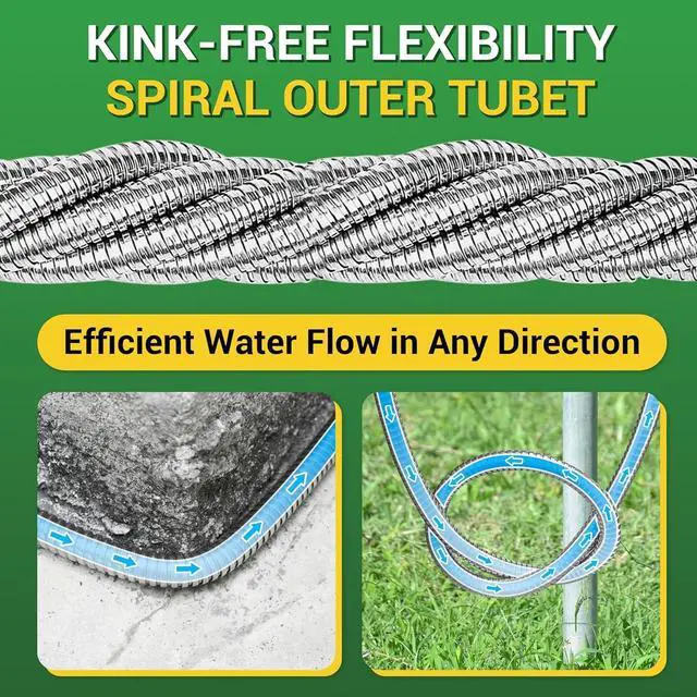 Alt view image 5 of 7 - Garden Hose - Short Water Leader Metal Hose 3 FT with Female to Female Fitting, Flexible, Heavy Duty Hose Extension for Outdoor Hose Reel/Dehumidifier/RV304 Stainless Steel