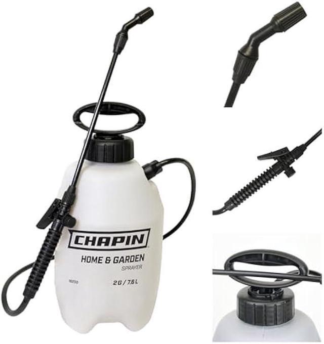 Main image of Chapin 16200 2-Gallon Made in USA Garden Pump Sprayer with Ergonomic Handle, Trigger Shut Off, Adjustable Cone Nozzle and in-Tank Filter, for Spraying Weeds, Insects, Fertilizers, Translucent White