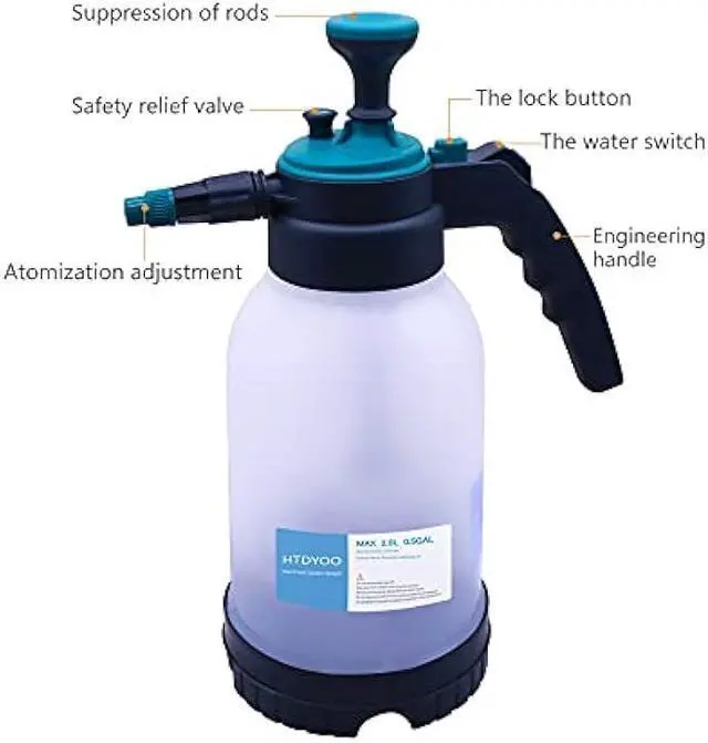 Alt view image 4 of 5 - 0.5 Gallon Garden Pump Sprayer, Hand Held Garden Sprayer, Water Spray Unit with Adjustable Nozzle and Extra Extended Spray